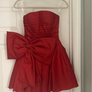 Sherri Hill strapless Red Dress with Bow